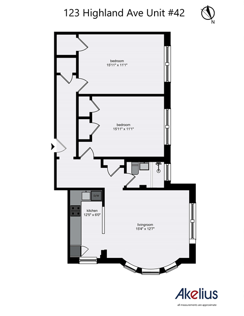 Floor plan for 2 beds, 1 bath, 815 sqft
